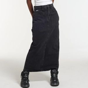 The Ragged Priest Charcoal Carpenter Denim Maxi Skirt